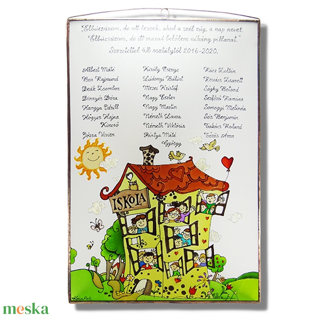 Ballagási emléktábla tanító néninek - művészet - festmény - üvegfestmény - Meska.hu