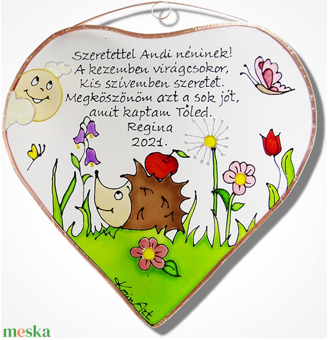 Köszönök mindent!  - sünis - Üveg, Üvegkép - otthon & életmód - dekoráció - ajtó- és ablak dekoráció - ajtódísz & kopogtató - Meska.hu