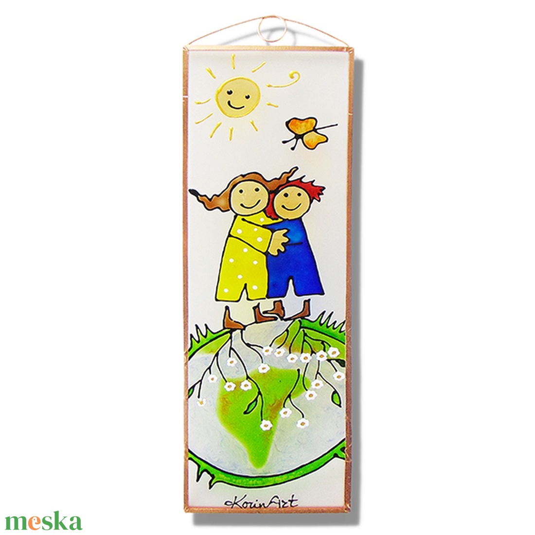 Gyerekek - Üvegkép - Üvegfestmény - otthon & életmód - dekoráció - ajtó- és ablak dekoráció - ajtódísz & kopogtató - Meska.hu