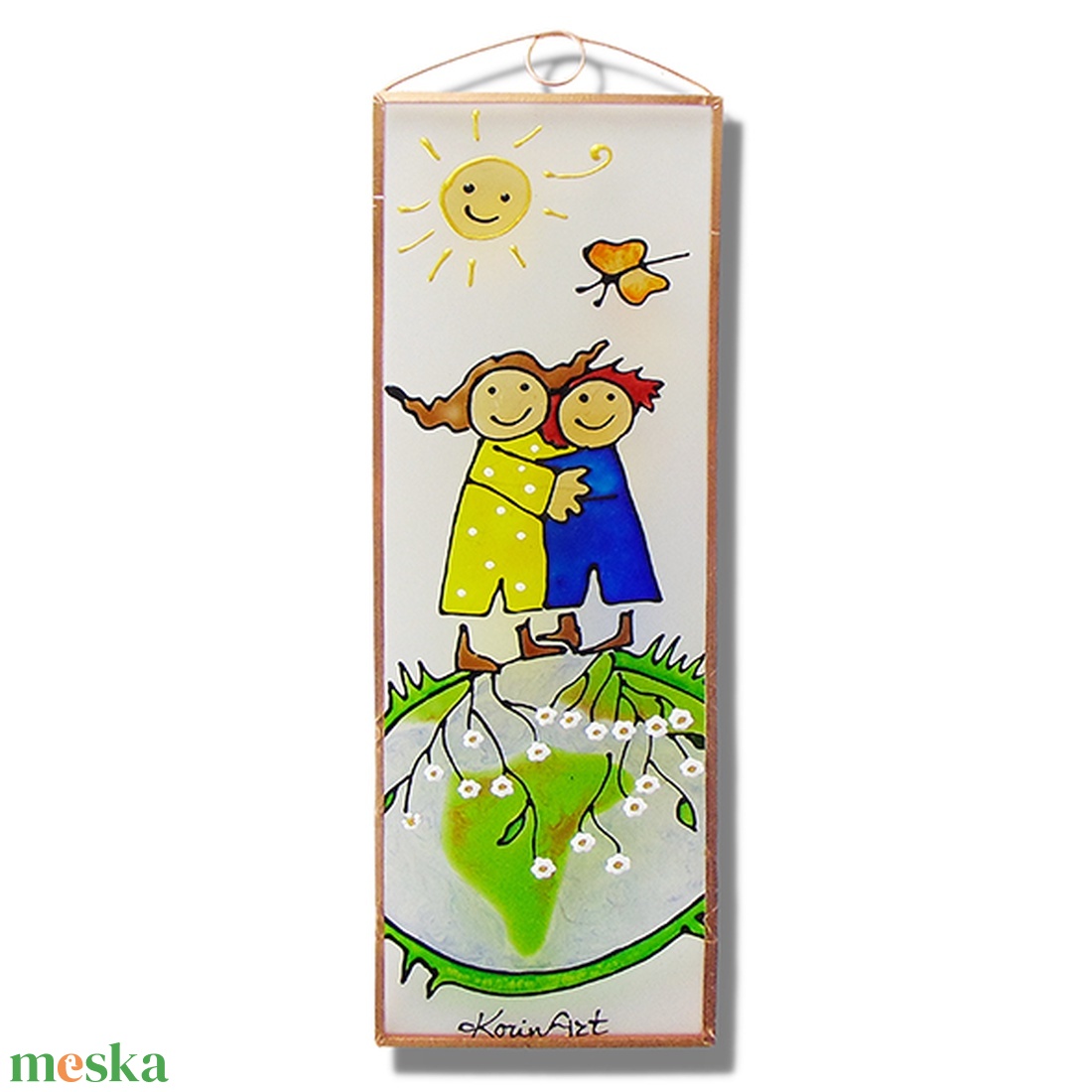 Gyerekek - Üvegkép - Üvegfestmény - otthon & életmód - dekoráció - ajtó- és ablak dekoráció - ajtódísz & kopogtató - Meska.hu