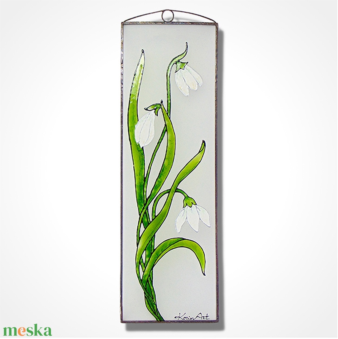   hóvírág - Üvegfestmény, Üvegkép - otthon & életmód - dekoráció - kép & falikép - üvegkép - Meska.hu