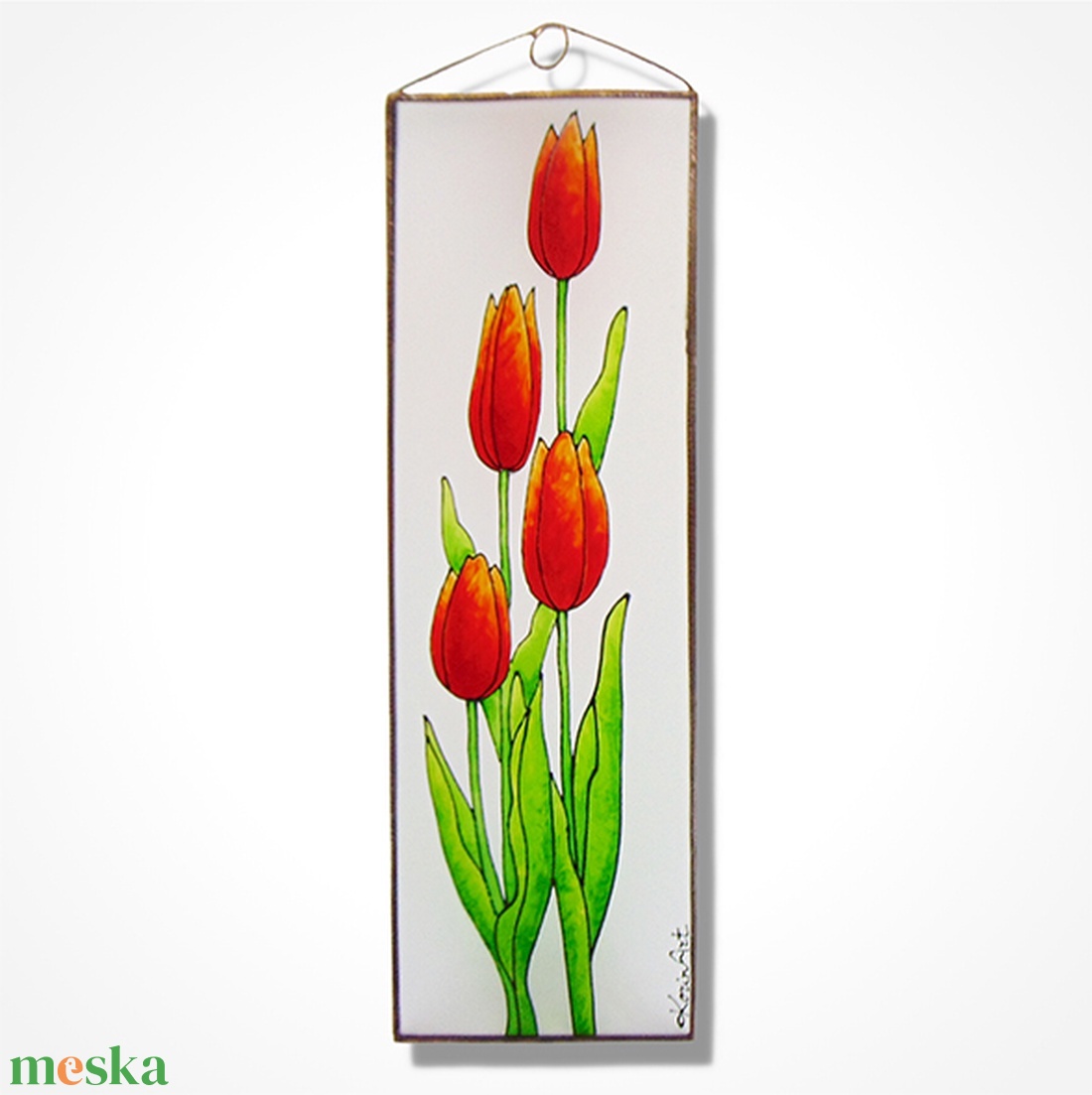 Tulipán - Üveg, Üvegkép - otthon & életmód - dekoráció - ajtó- és ablak dekoráció - ajtódísz & kopogtató - Meska.hu