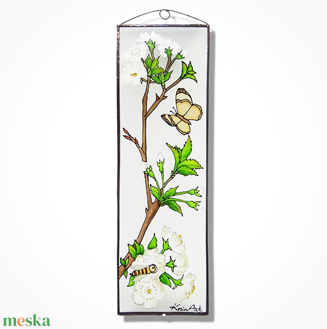 Tavaszi ág - Üveg, Üvegkép, üvegfestmény - otthon & életmód - dekoráció - kép & falikép - üvegkép - Meska.hu