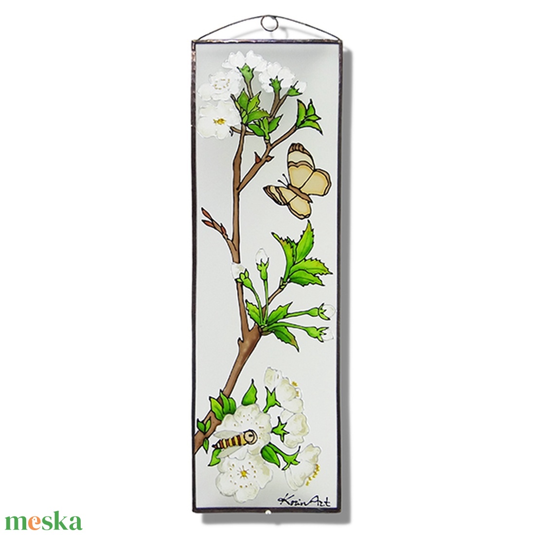 Tavaszi ág - Üveg, Üvegkép, üvegfestmény - otthon & életmód - dekoráció - kép & falikép - üvegkép - Meska.hu