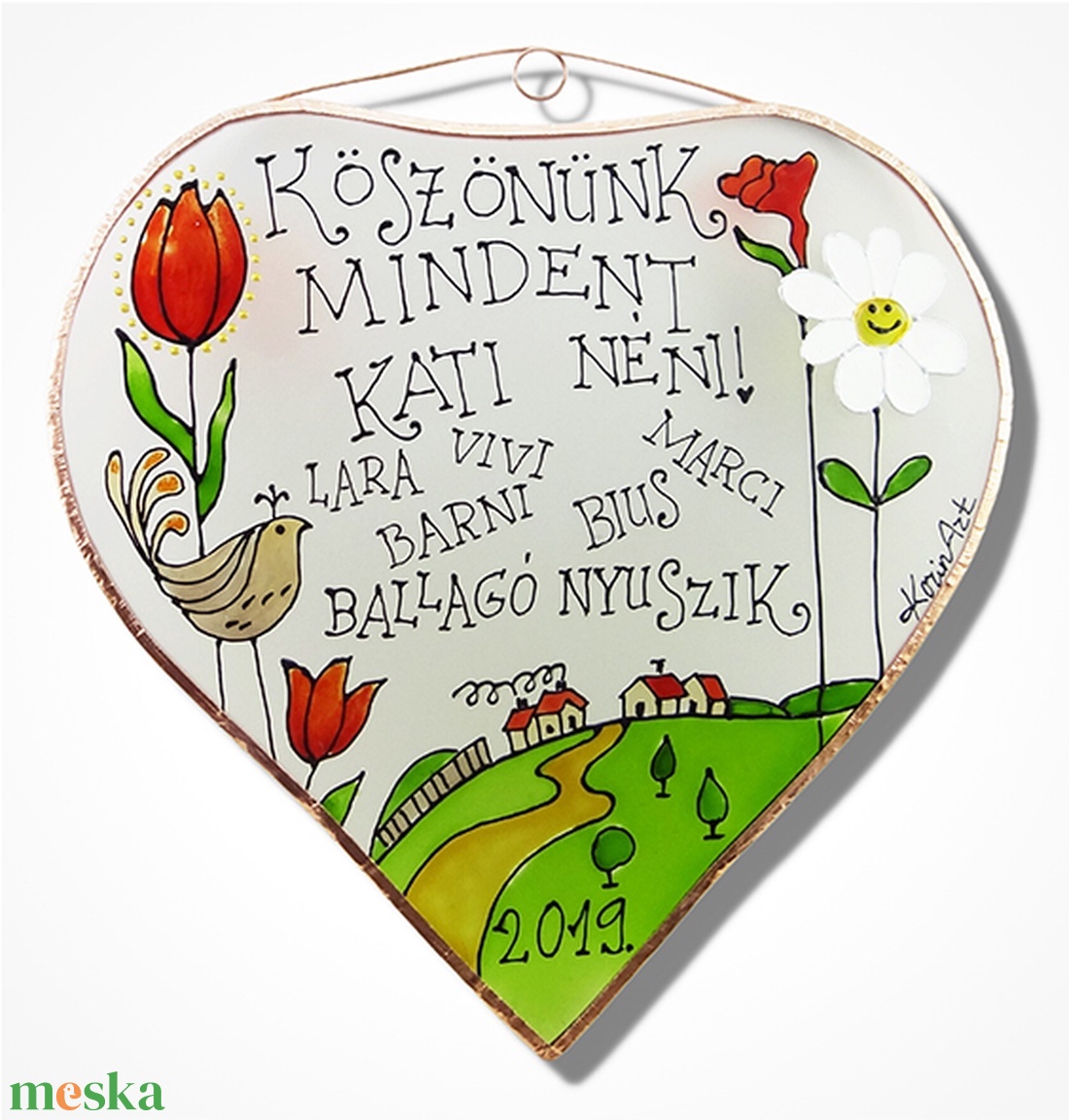 Köszönök mindent!  - tulipános - Üveg, Üvegkép - otthon & életmód - dekoráció - ajtó- és ablak dekoráció - ablakdísz - Meska.hu