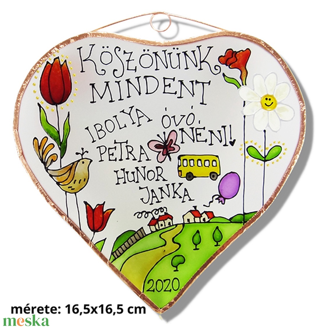 Köszönök mindent!  - tulipános - Üveg, Üvegkép - otthon & életmód - dekoráció - ajtó- és ablak dekoráció - ablakdísz - Meska.hu