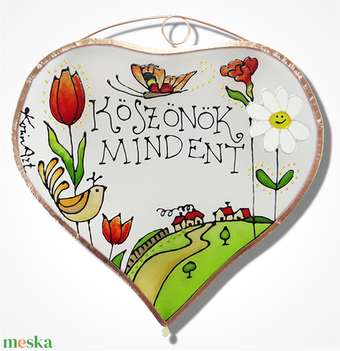 Köszönök mindent!  - tulipános - Üveg, Üvegkép - otthon & életmód - dekoráció - ajtó- és ablak dekoráció - ablakdísz - Meska.hu