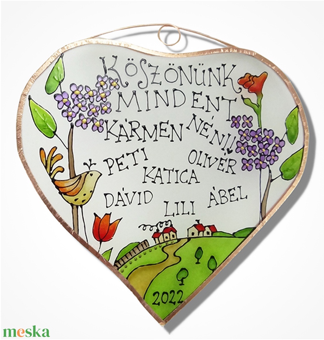 Köszönök mindent!  - tulipános - Üveg, Üvegkép - otthon & életmód - dekoráció - ajtó- és ablak dekoráció - ablakdísz - Meska.hu