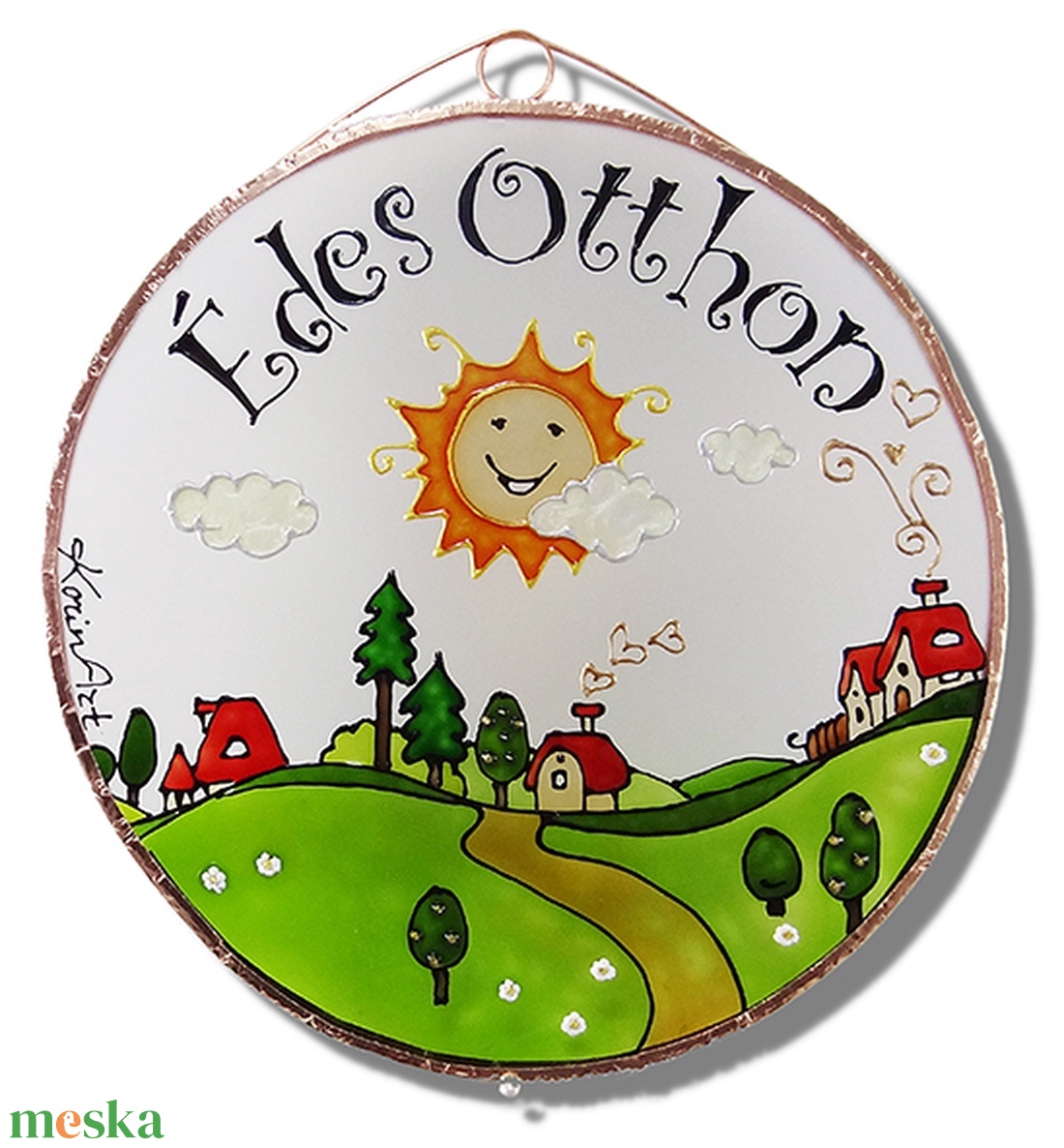 Tanyás Édes otthon, Üvegkép, üvegfestmény - otthon & életmód - dekoráció - ajtó- és ablak dekoráció - ajtódísz & kopogtató - Meska.hu