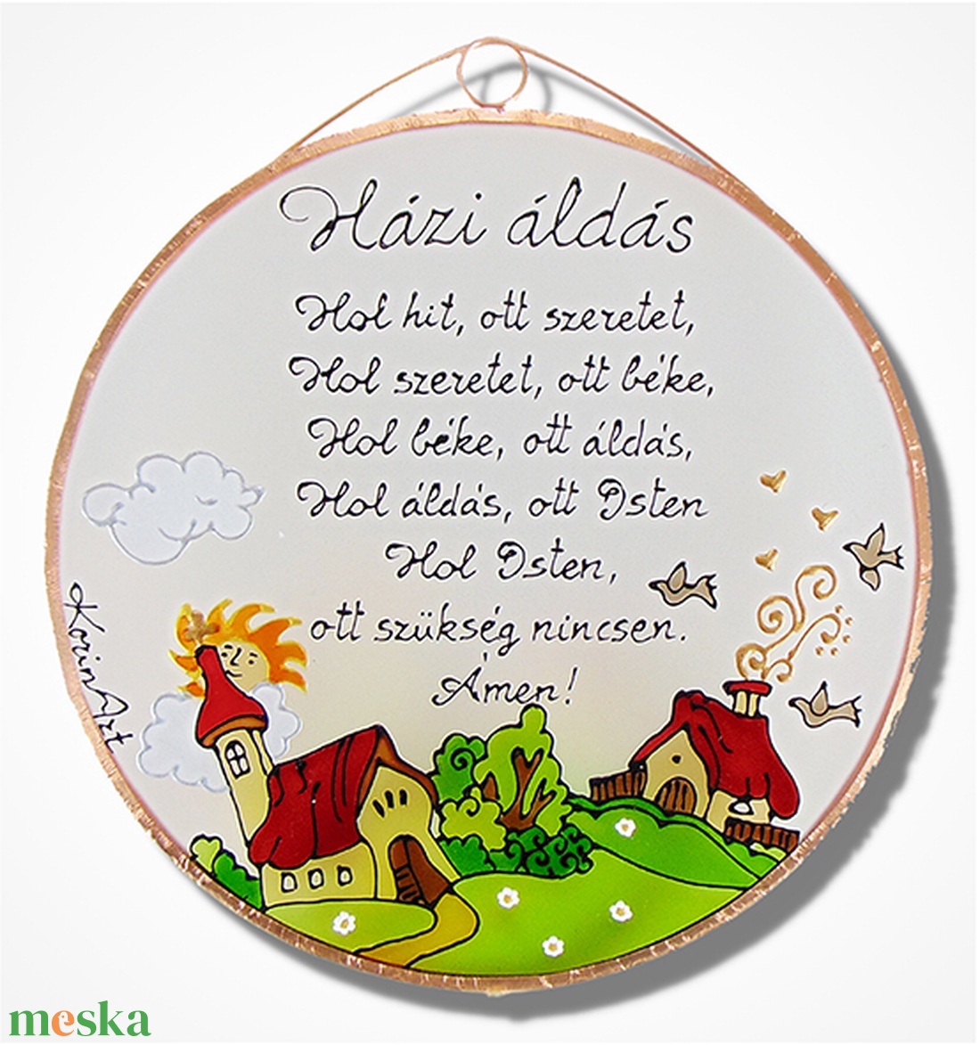 Templomos Házi áldás - Üveg, Üvegkép - otthon & életmód - dekoráció - ajtó- és ablak dekoráció - ajtódísz & kopogtató - Meska.hu