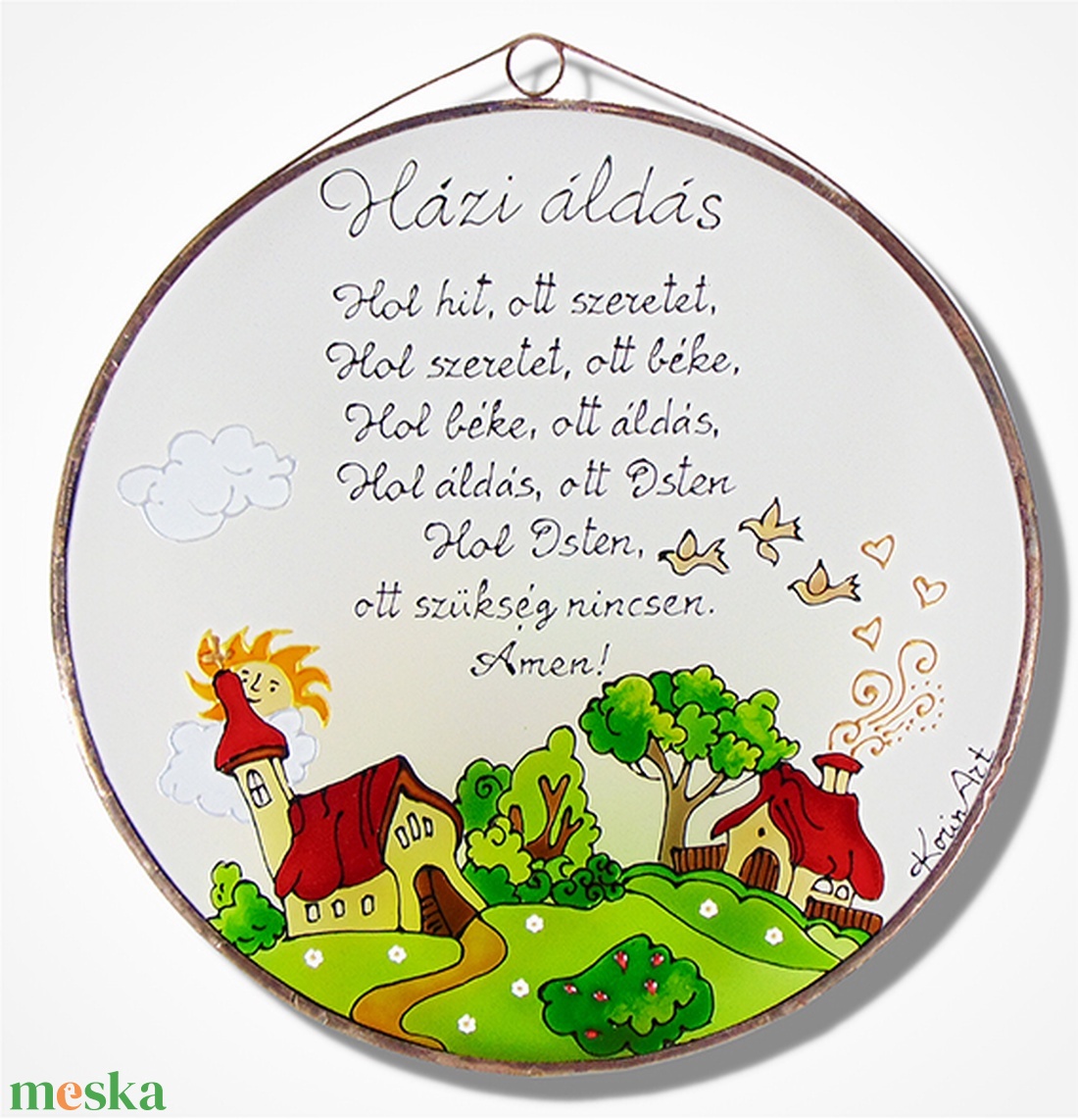 Templomos Házi áldás - Üveg, Üvegkép - otthon & életmód - dekoráció - ajtó- és ablak dekoráció - ajtódísz & kopogtató - Meska.hu