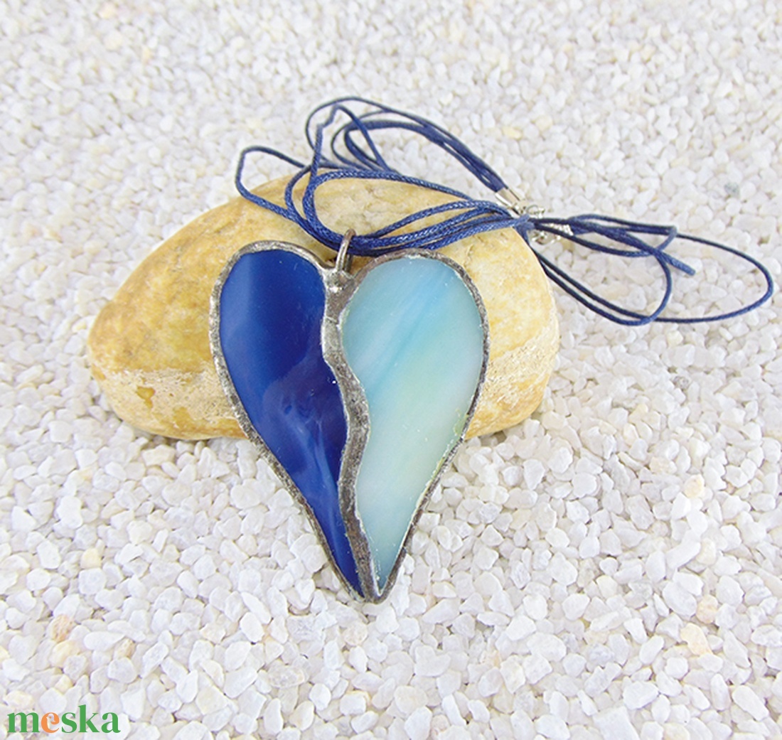 Üveg medál csatos, színes zsinórral - M0011.23 - ékszer - nyaklánc - medálos nyaklánc - Meska.hu