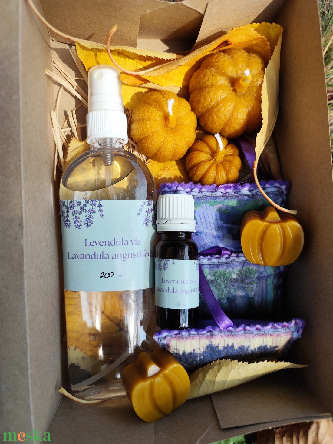 Levendula illatcsomag,aromabox , őszi csomag mhviasz gyertyával - otthon & életmód - gyertya, illat, aroma - illatzsák - Meska.hu