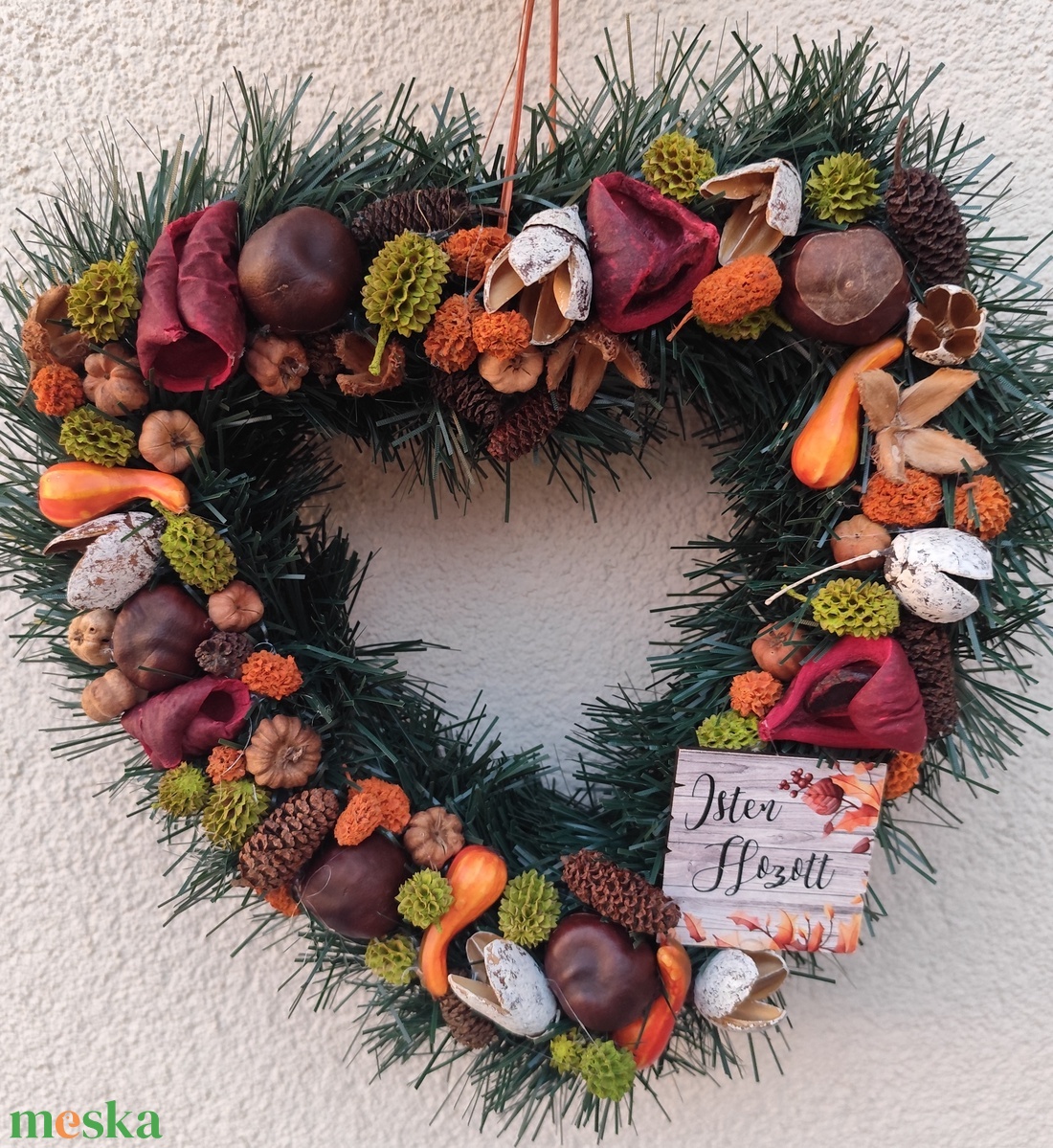 Őszi kopogtató , száraztermés ajtódísz - otthon & életmód - dekoráció - ajtó- és ablak dekoráció - ajtódísz & kopogtató - Meska.hu