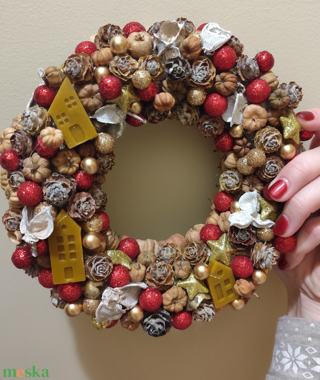 Karácsonyi kopogtató, adventi ajtódísz - karácsony - adventi díszek - adventi ajtódísz - Meska.hu