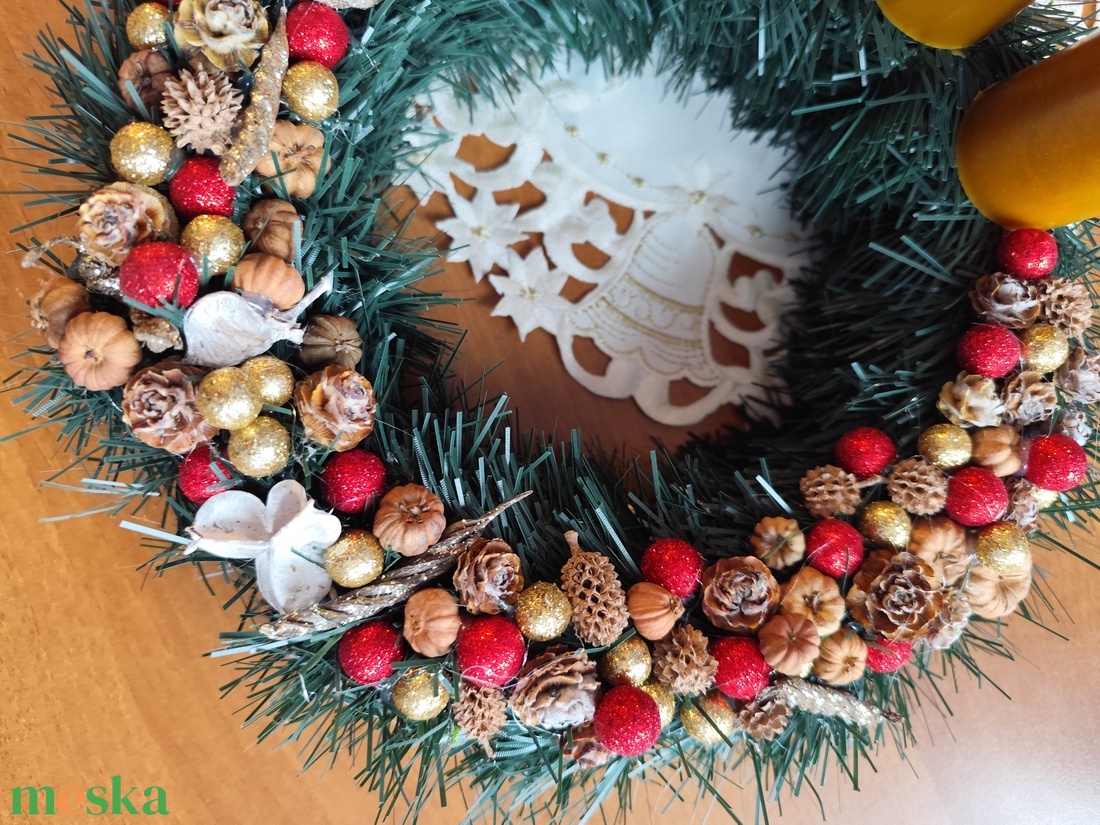 Adventi koszorú ,mhviasz gyertyával - karácsony - adventi díszek - adventi koszorú - Meska.hu
