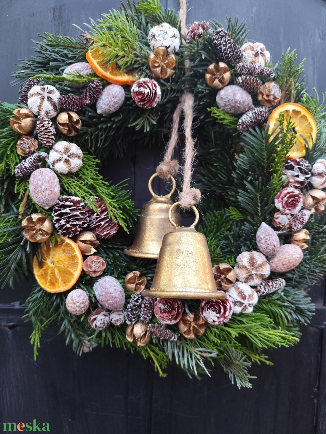 Csengő , fenyő karácsonyi kopogtató - karácsony - adventi díszek - adventi ajtódísz - Meska.hu