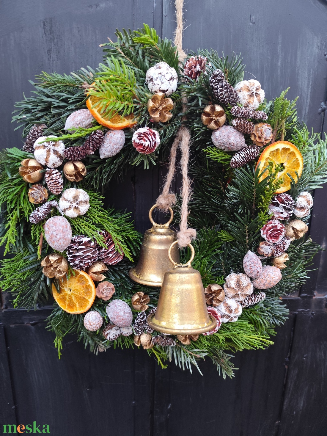 Csengő , fenyő karácsonyi kopogtató - karácsony - adventi díszek - adventi ajtódísz - Meska.hu