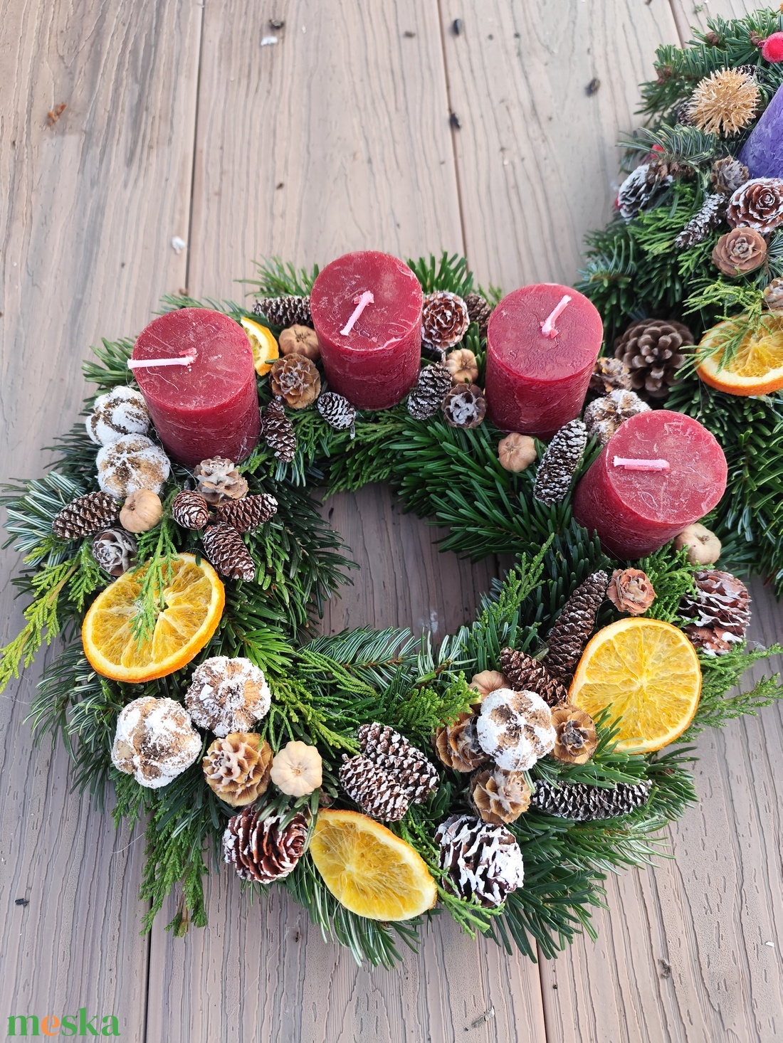 Adventi koszorú - bordó  - karácsony - adventi díszek - adventi koszorú - Meska.hu