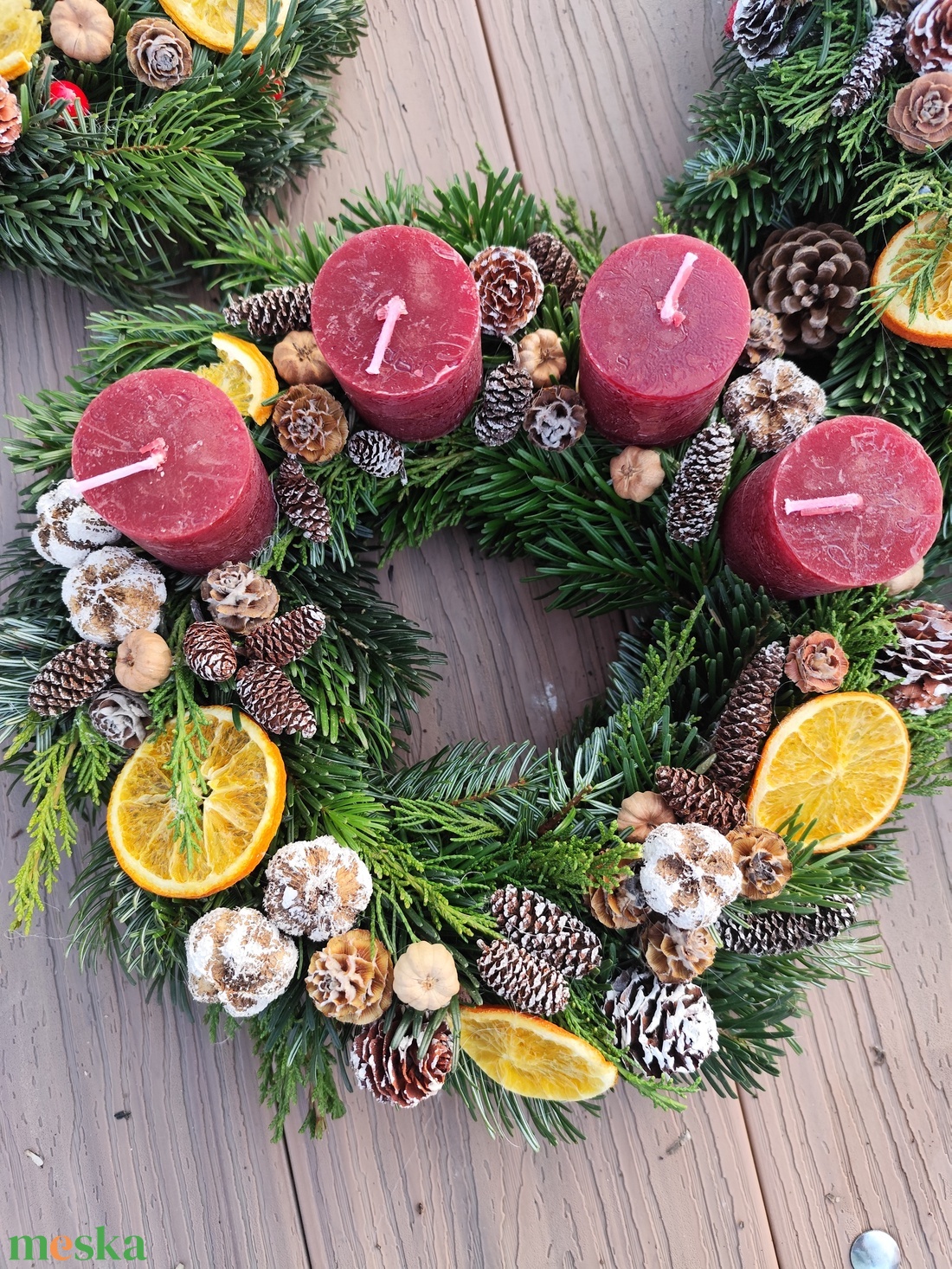 Adventi koszorú - bordó  - karácsony - adventi díszek - adventi koszorú - Meska.hu