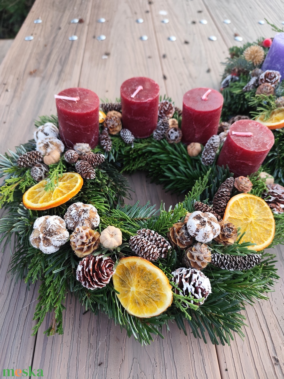 Adventi koszorú - bordó  - karácsony - adventi díszek - adventi koszorú - Meska.hu