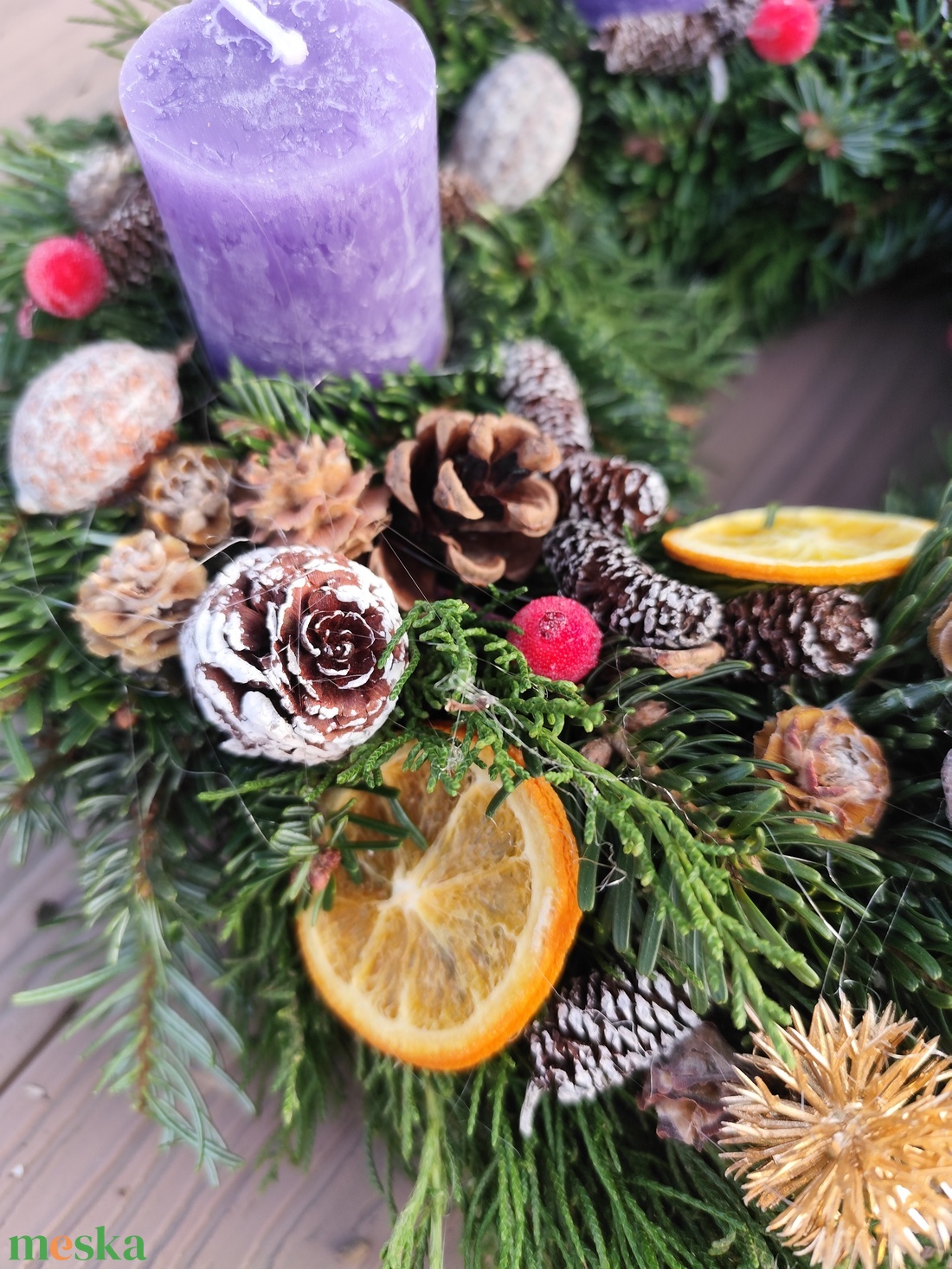 Adventi koszorú - lila rózsaszín - karácsony - adventi díszek - adventi koszorú - Meska.hu