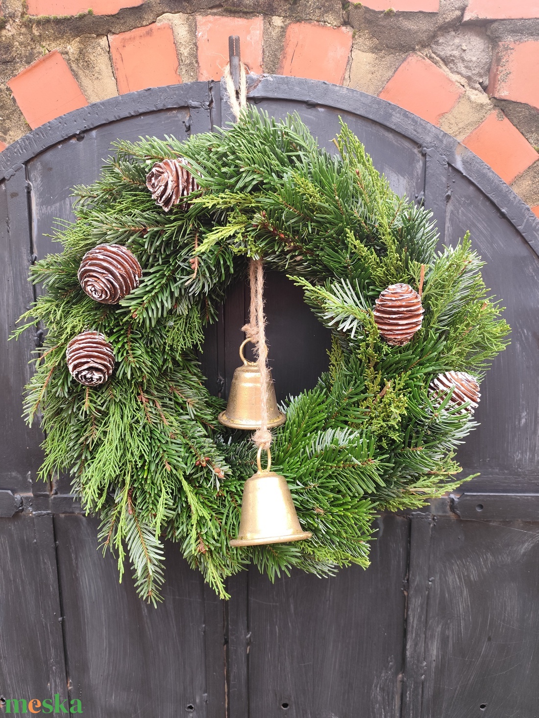Csengő / Harang, fenyő karácsonyi kopogtató - karácsony - adventi díszek - adventi ajtódísz - Meska.hu