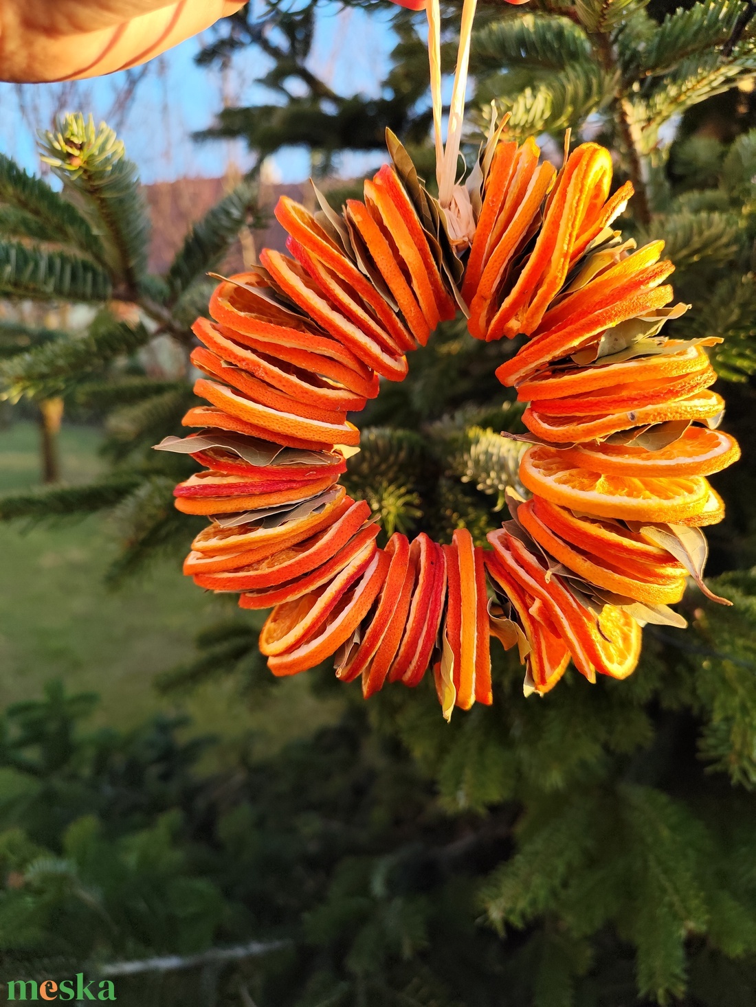 Narancs - babrlevl koszorú , dísz  - karácsony - karácsonyi lakásdekoráció - karácsonyi lakásdíszek - Meska.hu