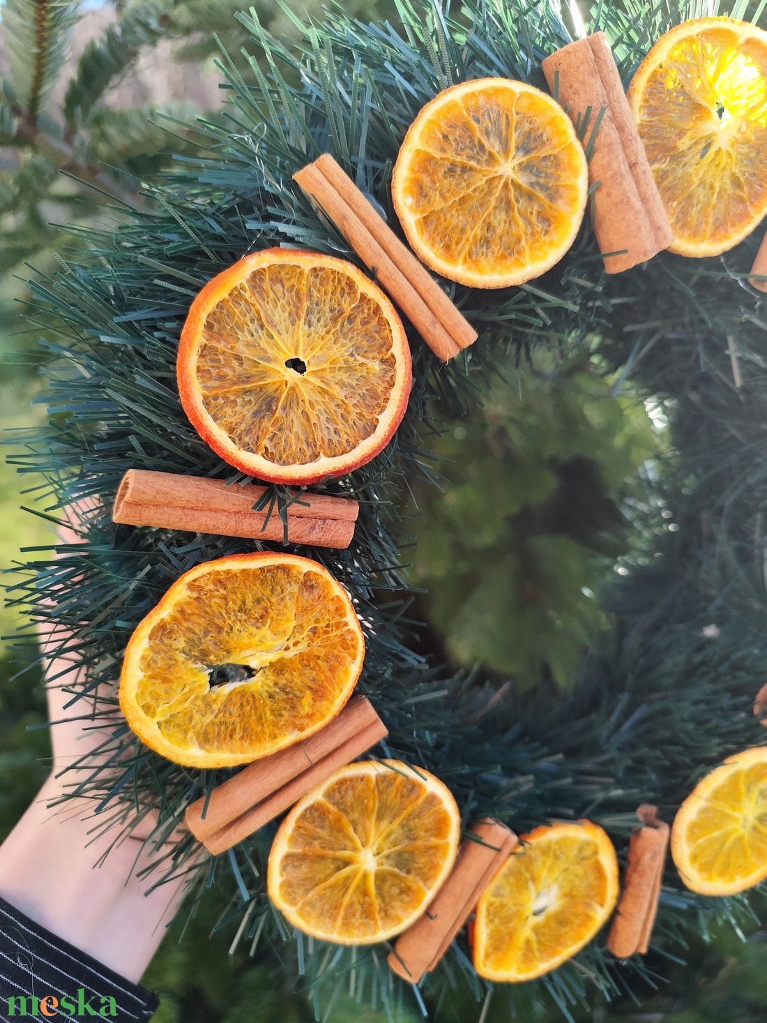 Narancs - fahéj karácsonyi kopogtató  - karácsony - adventi díszek - adventi ajtódísz - Meska.hu