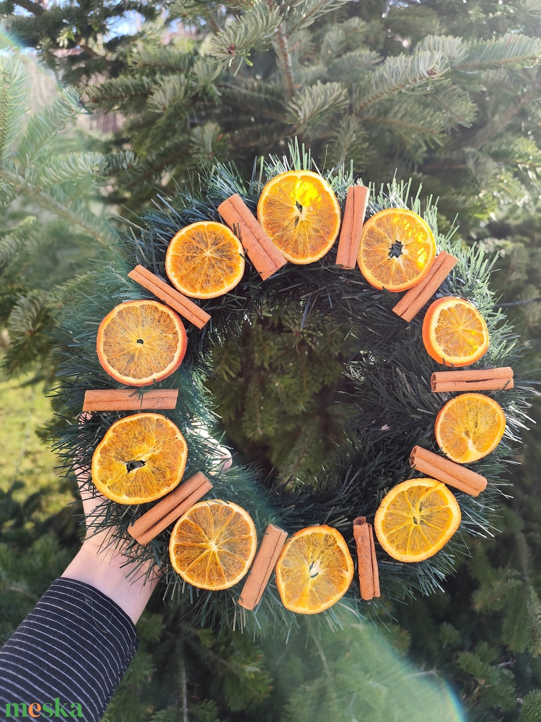 Narancs - fahéj karácsonyi kopogtató  - karácsony - adventi díszek - adventi ajtódísz - Meska.hu