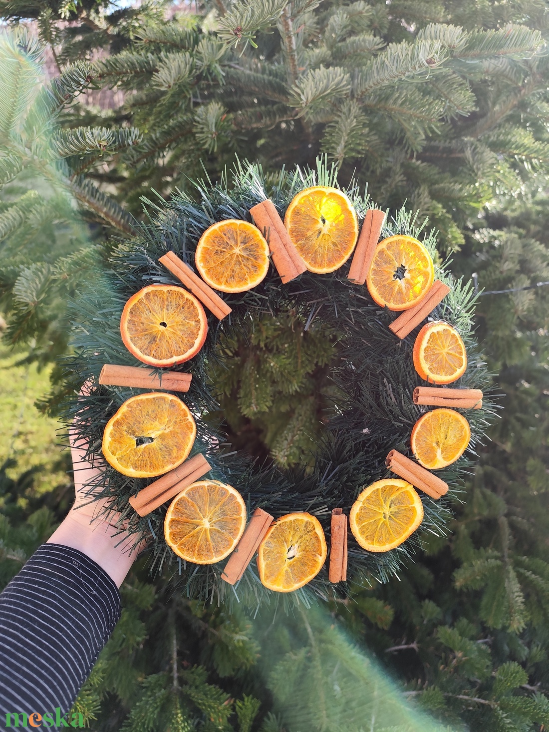 Narancs - fahéj karácsonyi kopogtató  - karácsony - adventi díszek - adventi ajtódísz - Meska.hu