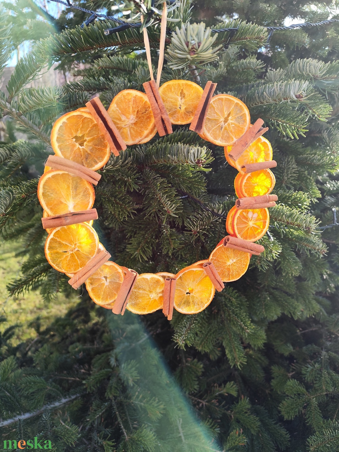 Narancs fahéj adventi kopogtató, dísz  - karácsony - adventi díszek - adventi ajtódísz - Meska.hu