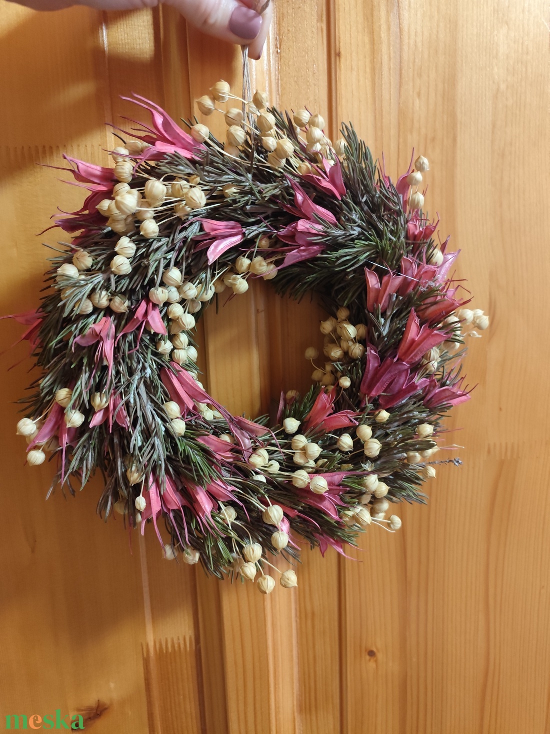 Szárazvirág koszorú , rozmaring kopogtató - otthon & életmód - dekoráció - ajtó- és ablak dekoráció - ajtódísz & kopogtató - Meska.hu