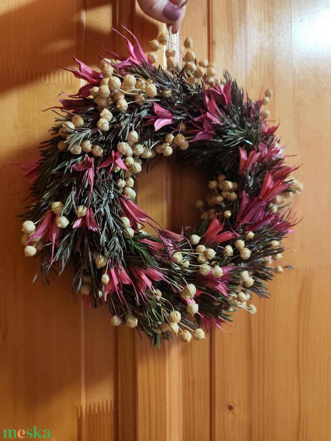 Szárazvirág koszorú , rozmaring kopogtató - otthon & életmód - dekoráció - ajtó- és ablak dekoráció - ajtódísz & kopogtató - Meska.hu
