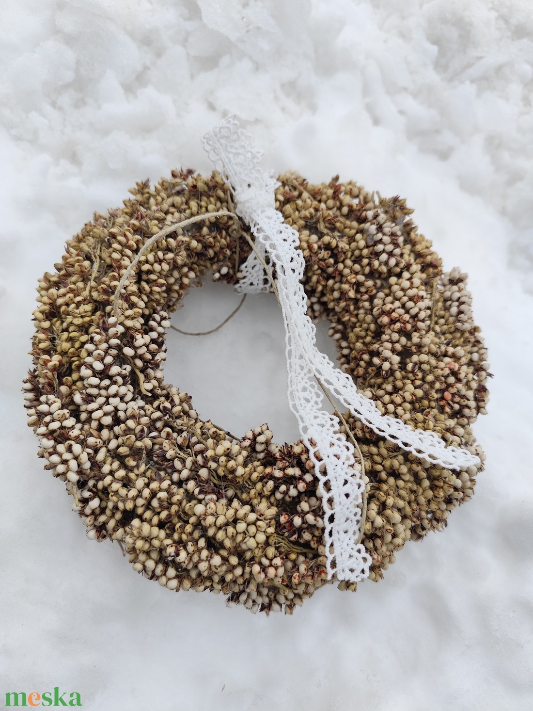 Szárazvirág koszorú, natúr kopogtató  - otthon & életmód - dekoráció - ajtó- és ablak dekoráció - ajtódísz & kopogtató - Meska.hu