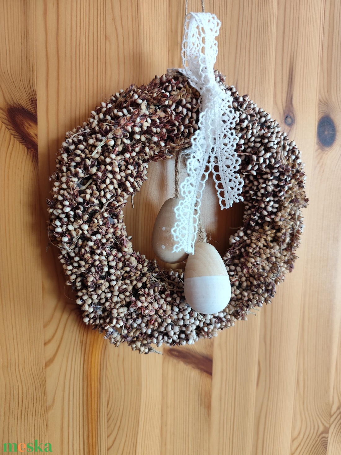 Húsv�ti szárazvirág koszorú, natúr kopogtató  - otthon & életmód - dekoráció - ajtó- és ablak dekoráció - ajtódísz & kopogtató - Meska.hu