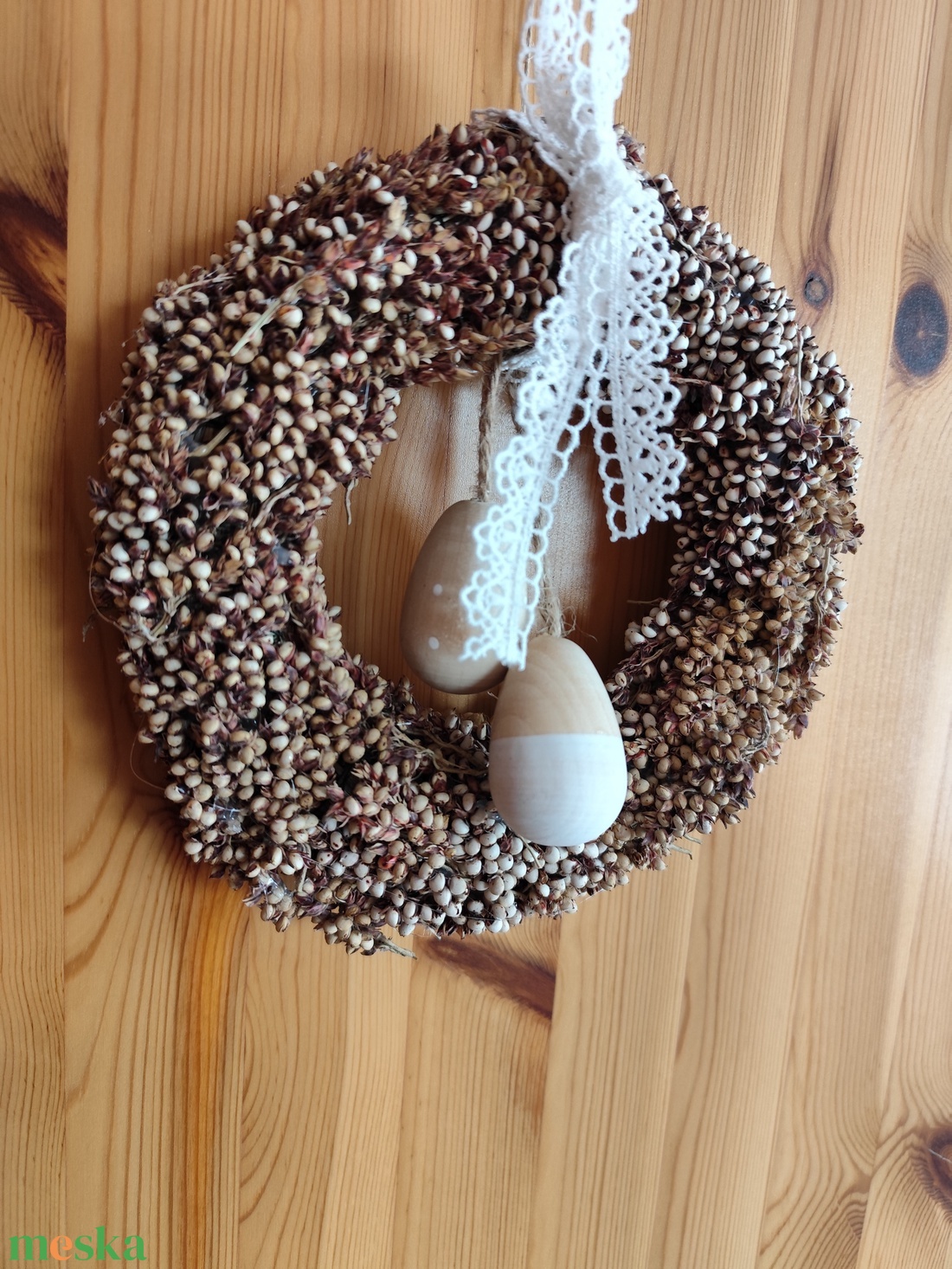 Húsv�ti szárazvirág koszorú, natúr kopogtató  - otthon & életmód - dekoráció - ajtó- és ablak dekoráció - ajtódísz & kopogtató - Meska.hu