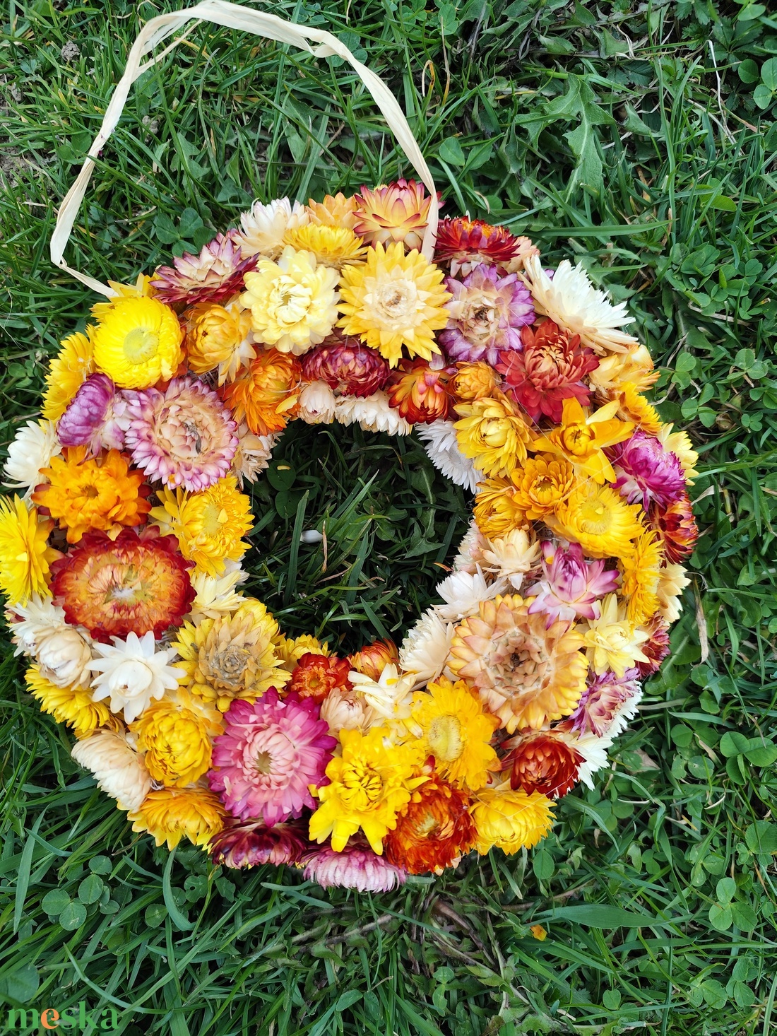 Szárazvirág kopogtató, tavaszi koszorú - otthon & életmód - dekoráció - ajtó- és ablak dekoráció - ajtódísz & kopogtató - Meska.hu