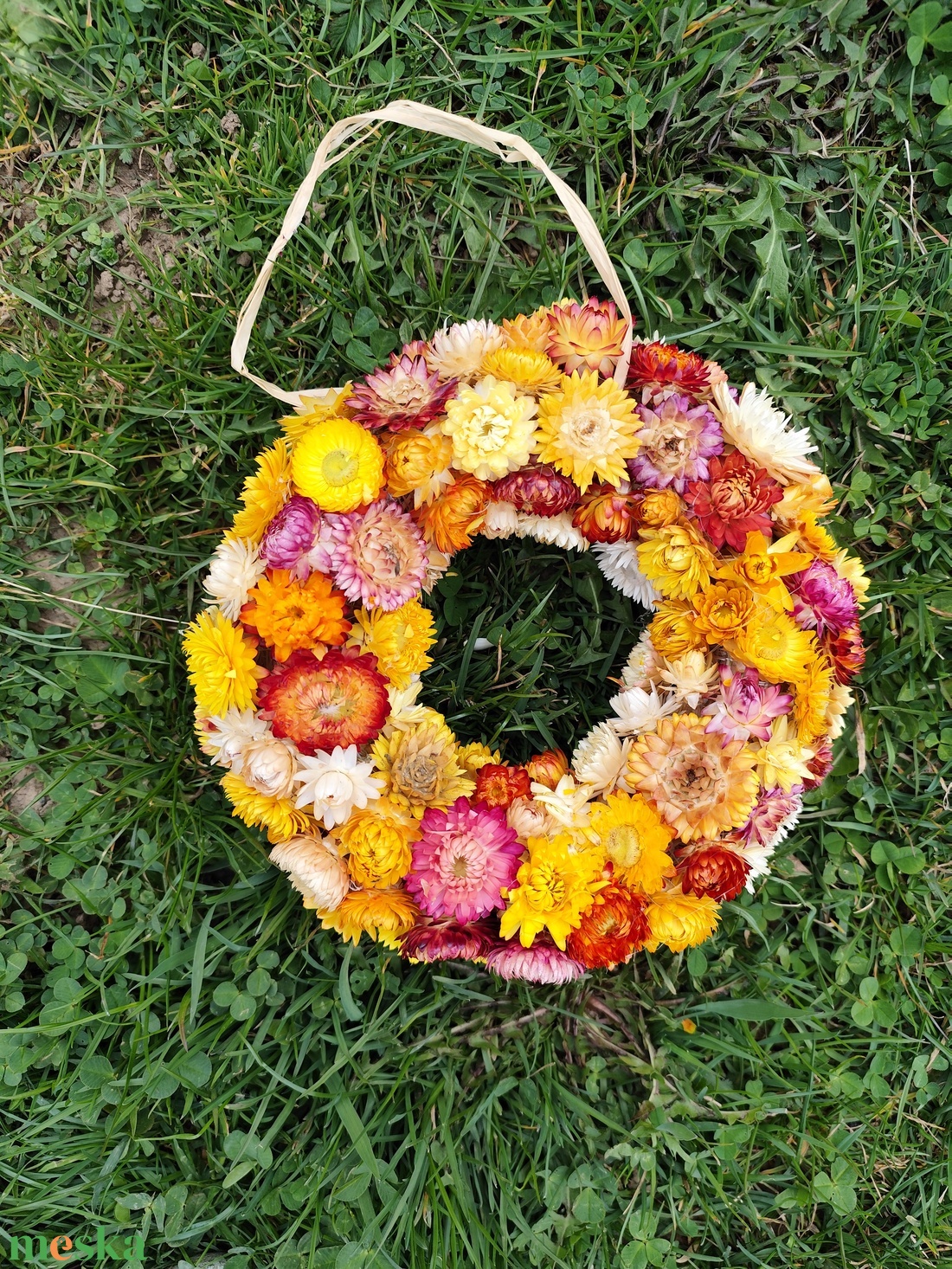 Szárazvirág kopogtató, tavaszi koszorú - otthon & életmód - dekoráció - ajtó- és ablak dekoráció - ajtódísz & kopogtató - Meska.hu