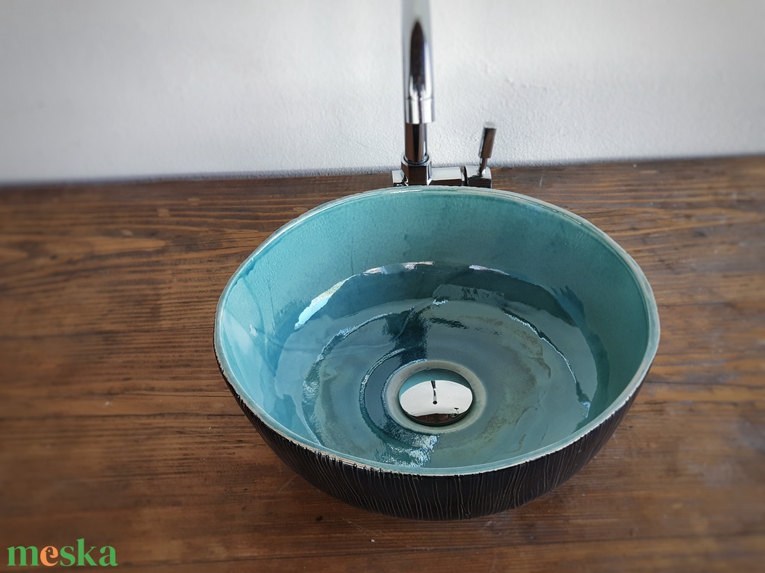Kézműves kerámia mosdótál 37cm - otthon & életmód - fürdőszoba - mosdótál - Meska.hu
