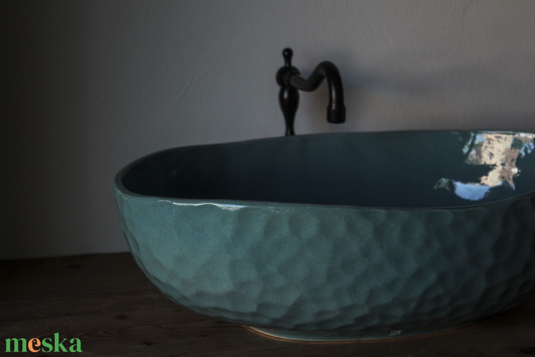 Kézműves kerámia mosdótál XL - otthon & életmód - fürdőszoba - mosdótál - Meska.hu