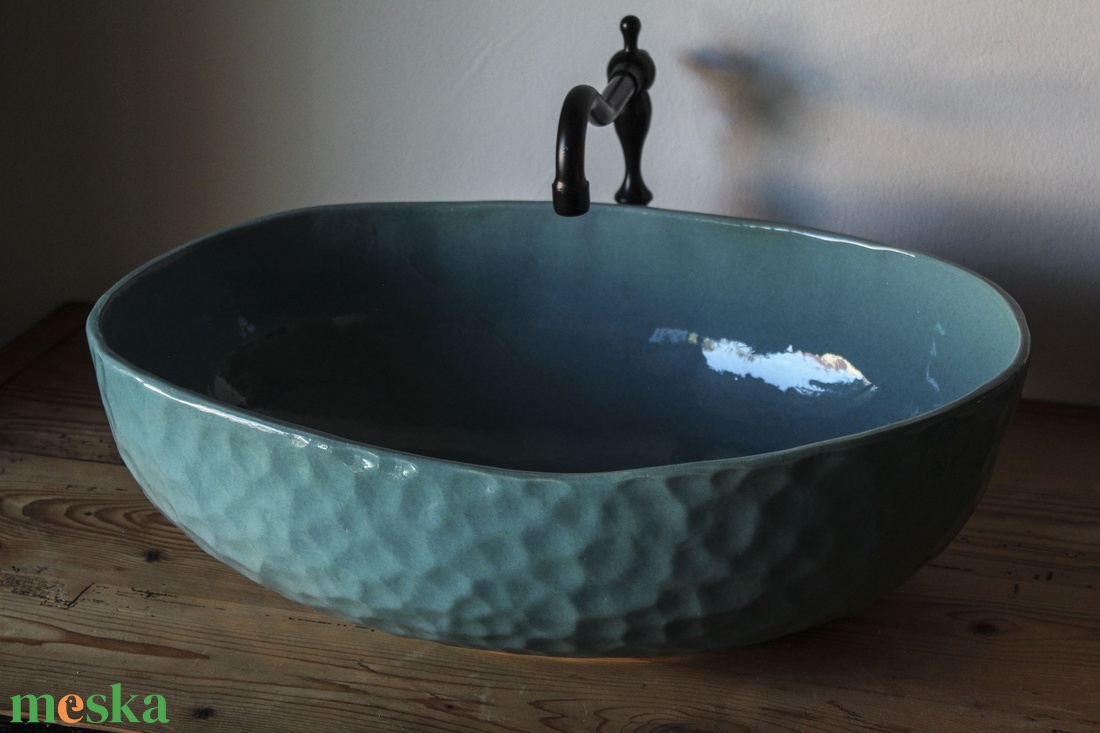 Kézműves kerámia mosdótál XL - otthon & életmód - fürdőszoba - mosdótál - Meska.hu