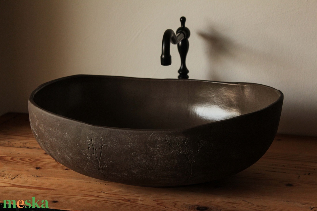 Rusztikus kerámia mosdótál XL - otthon & életmód - fürdőszoba - mosdótál - Meska.hu