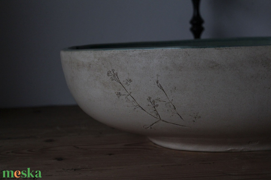 Ovális türkíz mosdótál (45cm széles) - otthon & életmód - fürdőszoba - mosdótál - Meska.hu