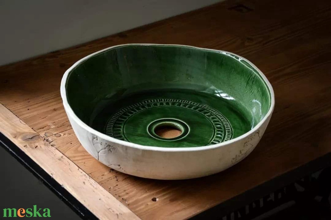 Kézműves kerámia mosdótál 35cm - otthon & életmód - fürdőszoba - mosdótál - Meska.hu
