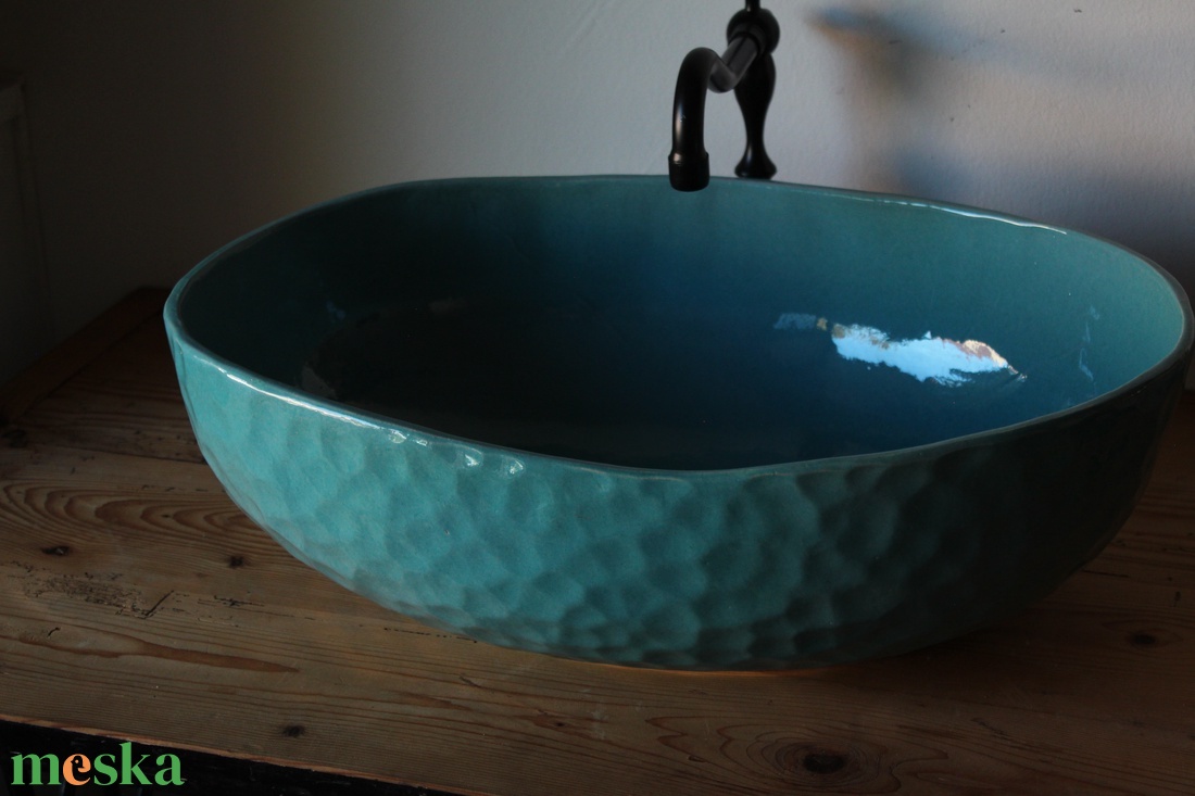 Kézműves kerámia mosdótál-egyedi mérett - otthon & életmód - fürdőszoba - mosdótál - Meska.hu