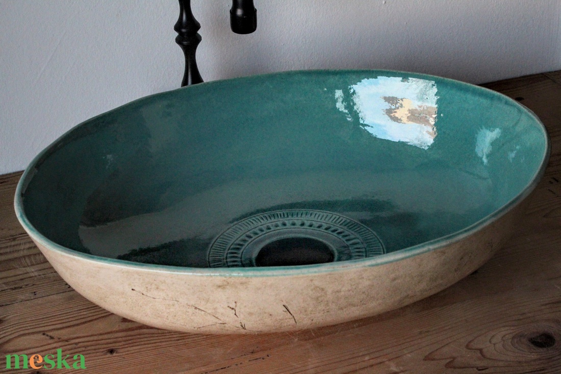 Türkíz dizájner mosdótál - otthon & életmód - fürdőszoba - mosdótál - Meska.hu