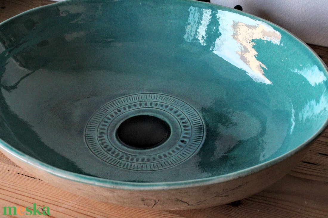 Türkíz dizájner mosdótál - otthon & életmód - fürdőszoba - mosdótál - Meska.hu