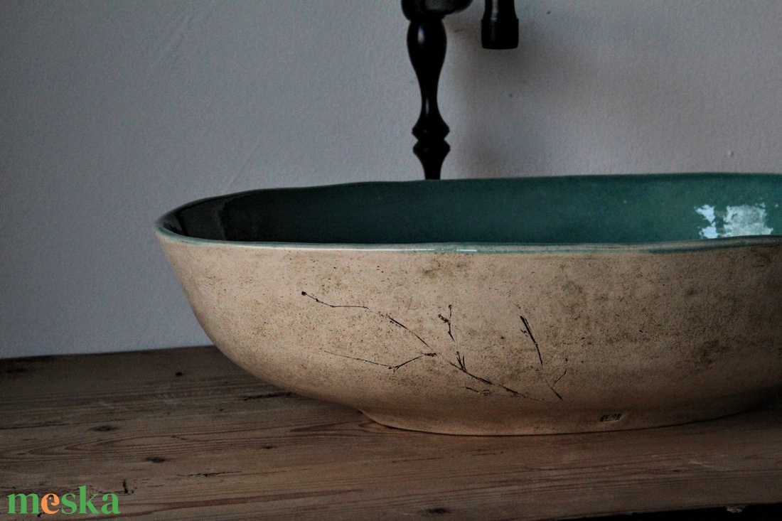 Türkíz dizájner mosdótál - otthon & életmód - fürdőszoba - mosdótál - Meska.hu