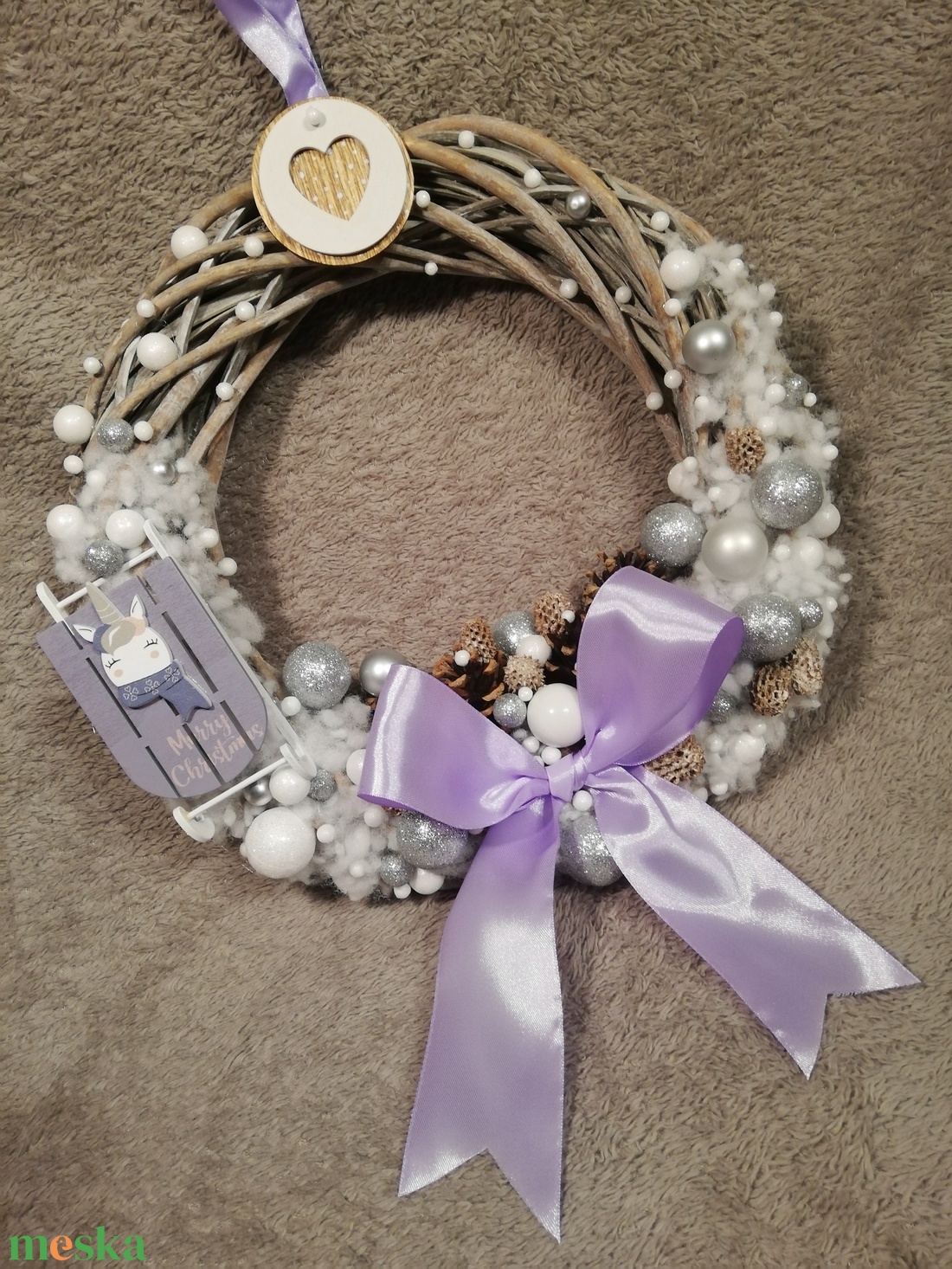 Lila unikornisos adventi szett ledfénnyel - karácsony - adventi díszek - adventi koszorú - Meska.hu